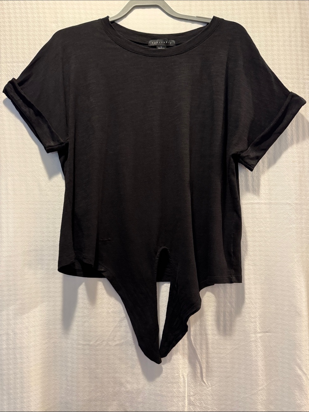 Sanctuary Black Short Sleeve Twist-Front Tee